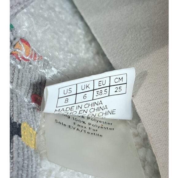 Toms Corduroy Grey Christmas Light Slip on Holiday Shoes Women's Size 8 - Picture 9 of 10